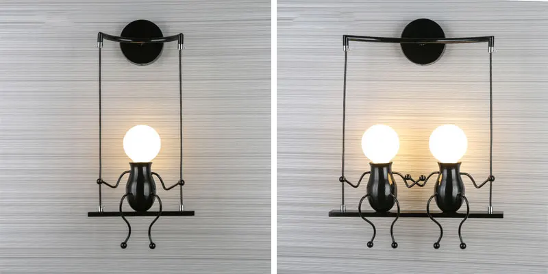 Modern Creative LED Wall Light E27 Black White Red Wall Lamp Sconce Home Fixtures For Children's Room Living Room Bedroom 110-220V (12)