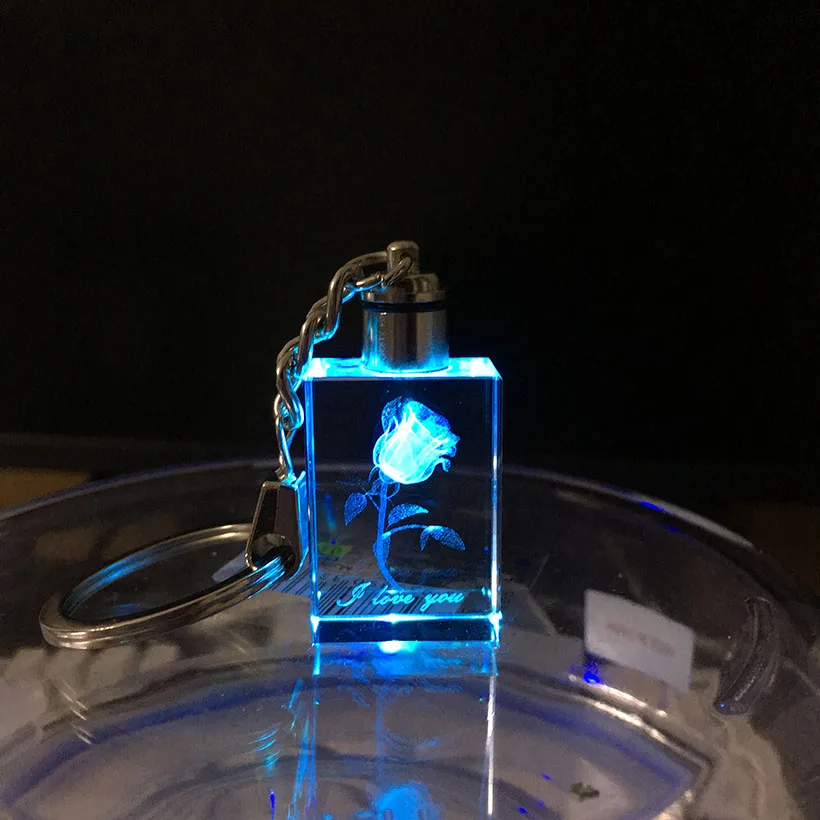 

Eiffel Tower, rose key cover keychain for couples crystal key Flashlight chains key rings holder fantastic 7 light LED Glass CC