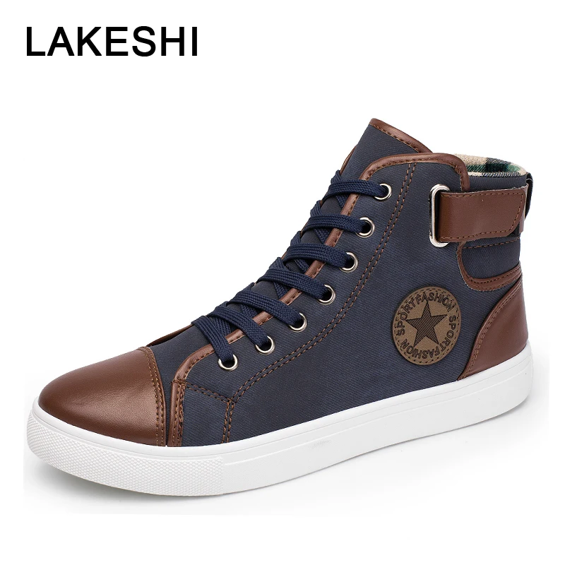 

LAKESHI Fashion Men Casual Shoes New Sneakers For Men High Style Vulcanized Shoes Men Canvas Shoes Plus Size Men Shoes 38-47