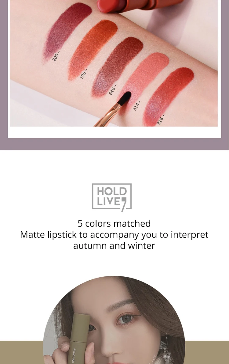 Brand HOLDLIVE 5Pcs Velvet Matte Lipstick Set (6)