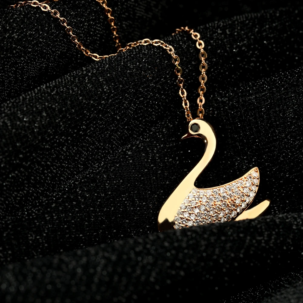 

Swan Pendant Fashion Necklace Women Charming Necklace Gold Color Rhinestones Necklaces Opal Necklace Sweater Chain Jewelry Xmas