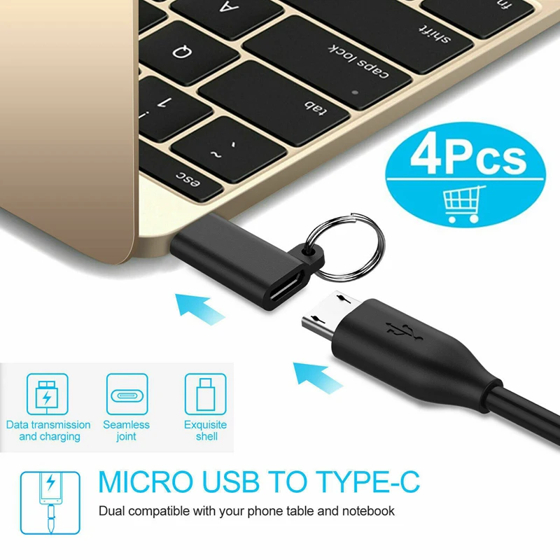 

Roybens 4Pcs Universal Micro 3.1 USB Female To Type-C Male Adapter Converter USB-C Data Cable OTG For Samsung S10 S8 For Huawei
