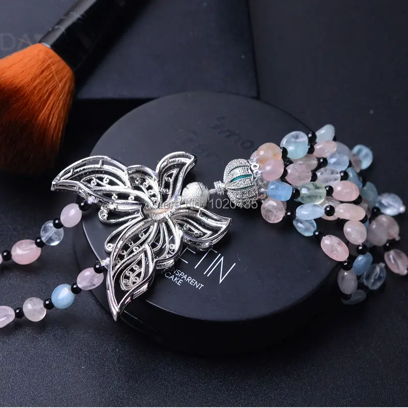 

morganite multicolor baroque 4-6mm butterfly pendant necklace 26inch wholesale beads nature gift discount FPPJ