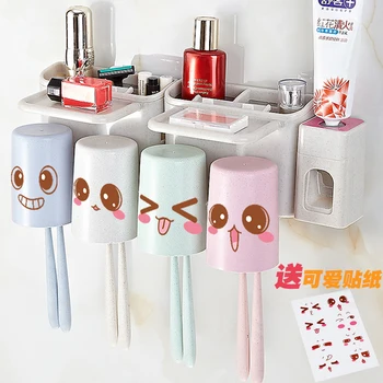

1PCS wall-mounted holder toothbrush rack toothbrush cup suit washing rack with toothpaste