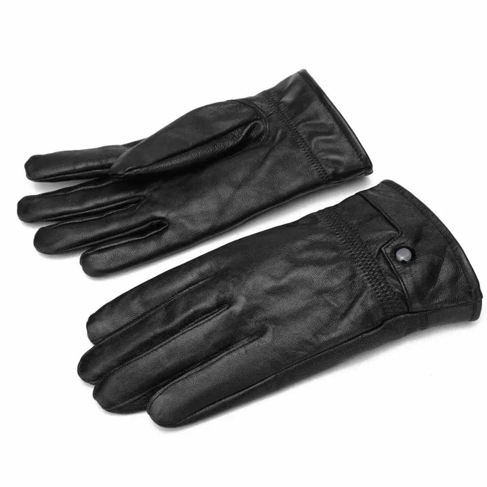 BISON DENIM зимние теплые перчатки из натуральной овчины кожаные перчатки на открытом воздухе Полный палец черные ветрозащитные непромокаемые перчатки для мужчин S003 - Цвет: S002