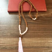 MXR0994 RoseQuartz 108 бусы мала в форме сердца ожерелье чакры Йога, медитация рудракши четки винтажное этническое ожерелье