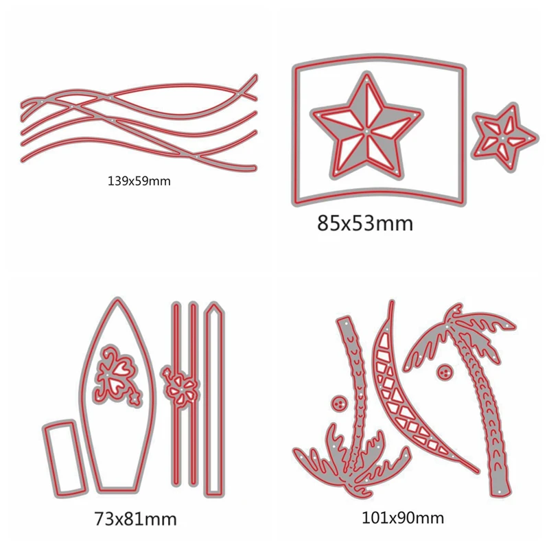 

Beach Leisure Surfboard Wave Metal Cutting Dies Stencils For DIY Scrapbooking Decorative Embossing Handcraft Cutting Template