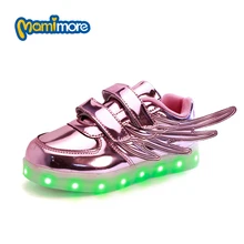Clignotant Sneakers Shoes Enfants LED Lumineux Led Lumière Shoes 2017 Nouveau Coloré Aile Garçon Fille Casual Shoes tenis masculino esportivo