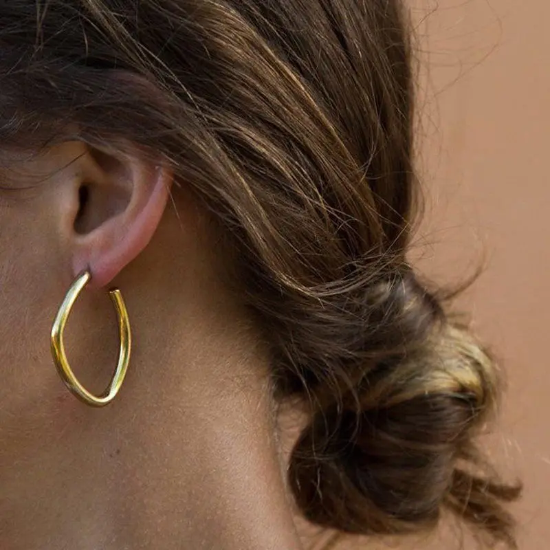 

Doreen Box Golden Silver Hollow Large Circle Chic Irregular Polygon Geometric Earrings For Women Party Club Jewelry 3*2cm,1 Pair