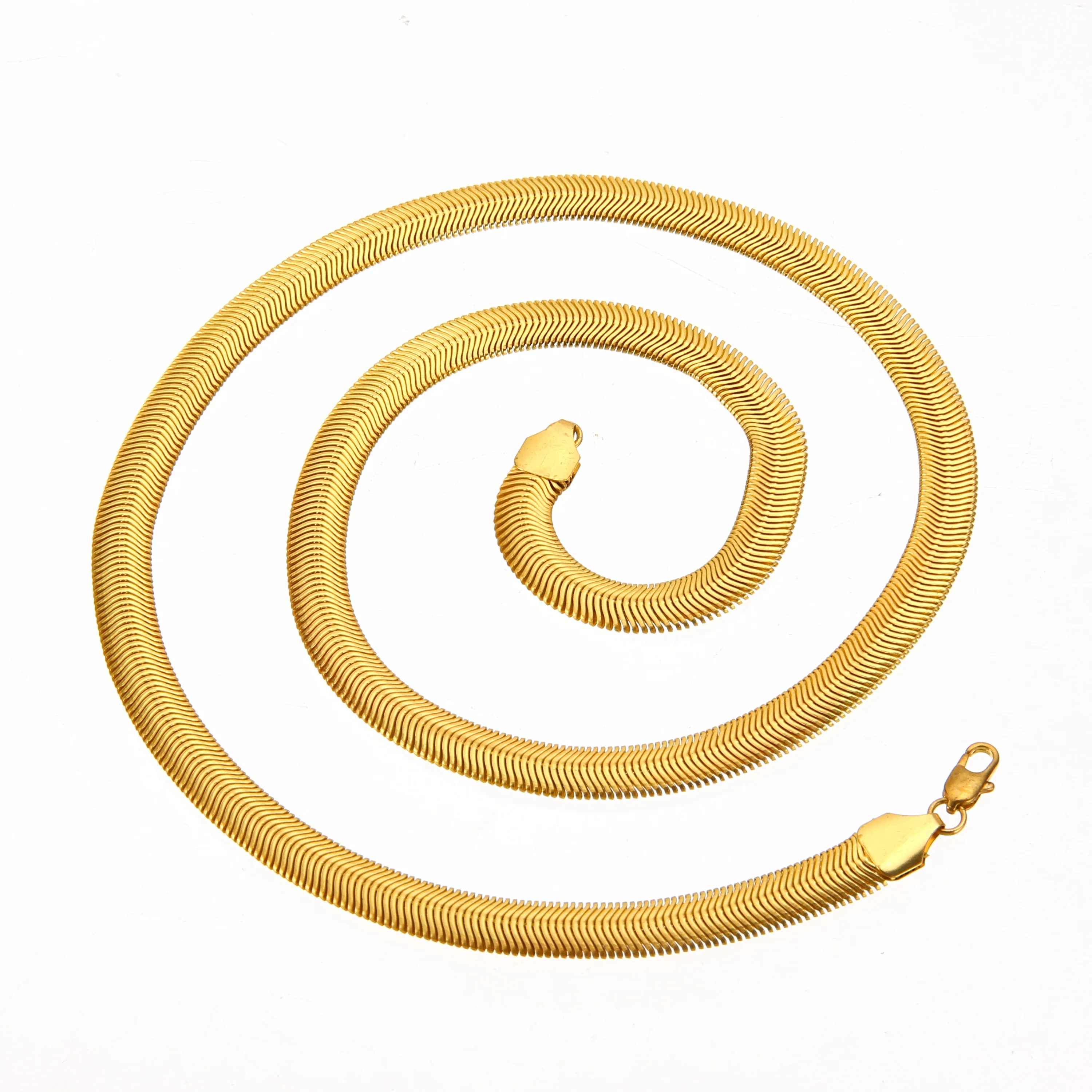 Rock Men Gold Filled Flat Snake Bone Necklace Shellhard Vogue 60cm Long Thick Link Chain Necklace Women Vintage Kolye Jewelry