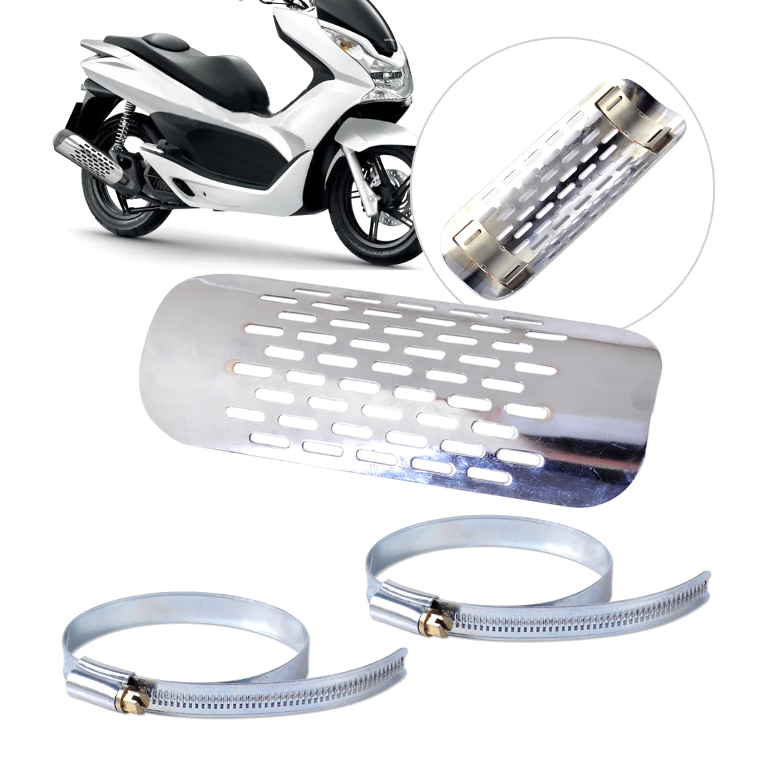 CITALL Silver font b Exhaust b font Muffler Pipe Heat Shield Cover Guard Fit For Harley