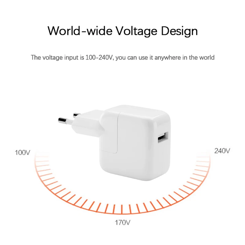 2.4A Fast Charging Original Euro iPad Charger Genuine 12W USB Power Adapter for iPad Pro Mini Air iPhone 6s 7 8 Plus XR XS Max