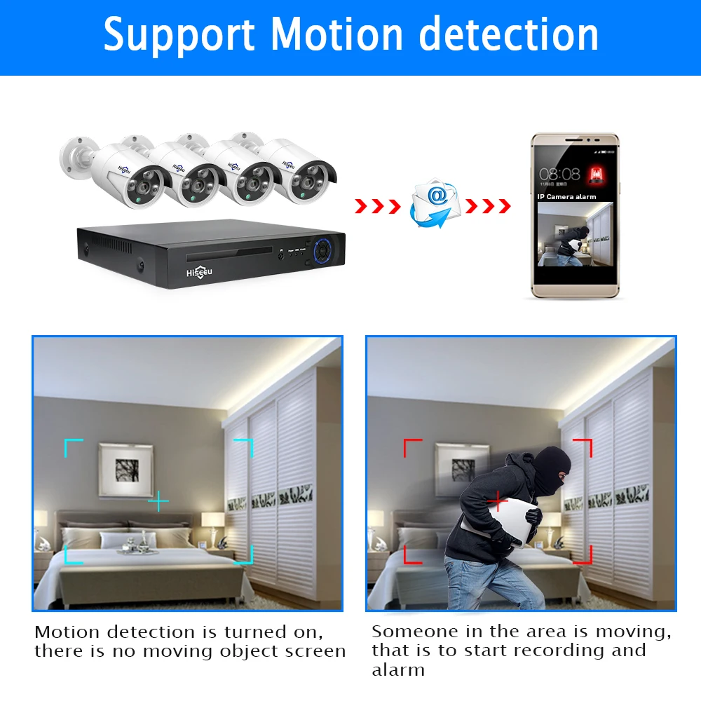 H.265 sistema CCTV NVR POE kit de 8ch 4MP resistente al agua cámara IP POE bala casa sistema de cámaras de seguridad al aire libre bajo lux onvif Hiseeu - 5