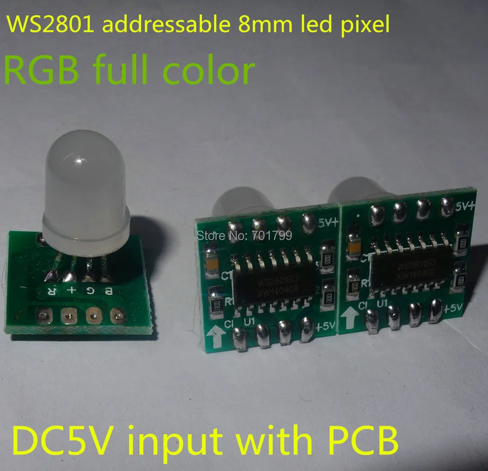 WS2801 Пиксельная адресация свет; 0,24 Вт светодиодный; вход DC5V; не обладает водонепроницаемостью