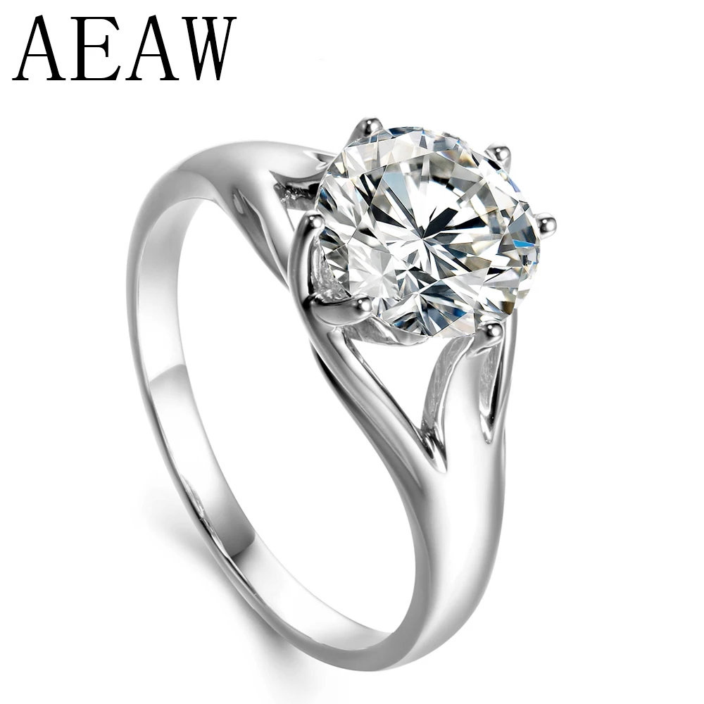 

AEAW Stunning 3Ct Carat Moissanite Ring 14K White Gold Setting DEF Color VVS1 Moissanite Engagement Ring Romantic Fine Jewelry