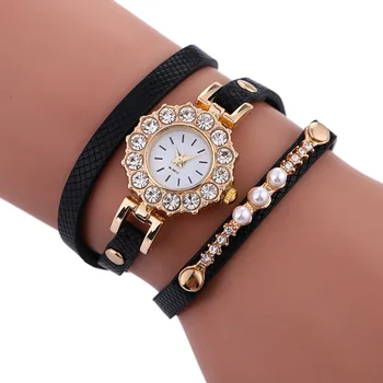 

2020 Top Fashion Sale The New Diamond-encrusted Pu Around Personality Bracelet Watch Popular Ms Student Contracted Group
