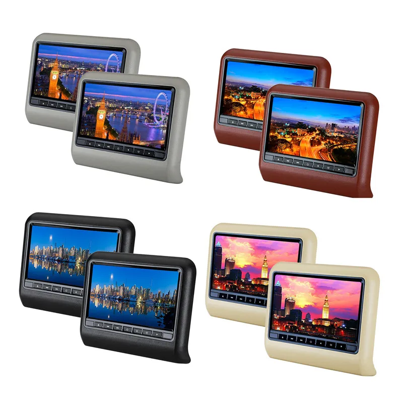 

Car styling 2pcs DHL Car Headrest DVD Player 9 Inch SD Player Pillow Monitor LCD Screen Backseat Monitor Full Function
