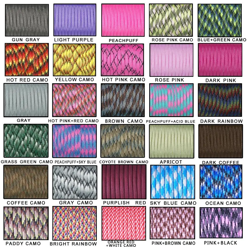 

1PCS 550 Paracord Parachute Cord Lanyard Mil Spec Type III 7 Strand Core 100 FT 30 Colors For Climbing Camping Buckles Bracelet