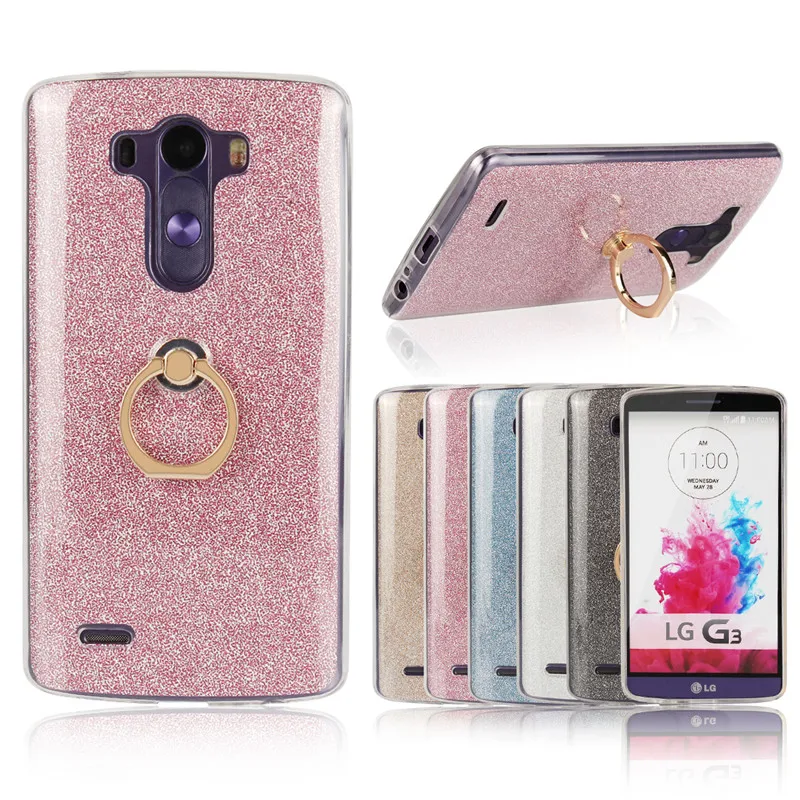 

For LG G3 Case Transparent Silicone for LG G3 D855 D850 D851 D852 VS985 Back Cover Glitter Metal Ring Soft TPU Phone Funda Coque