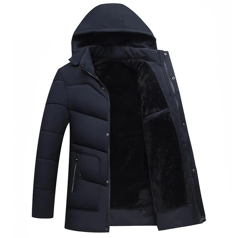

Winter Jacket Men Thick Warm Winter Casual Coat Mens Hat Detachable Outwear Plus Velvet Thicken 4XL Jackets jaqueta masculina
