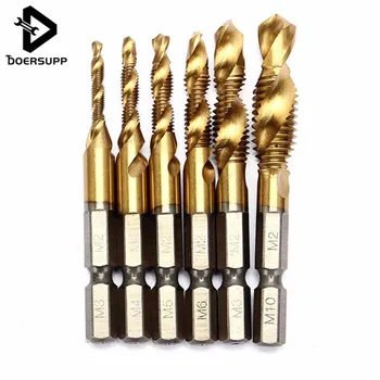 

6pcs/set Spiral Pointed Taps HSS 6542 Tapping Thread Forming Tap Drill Bits Metric Spiral Fluted Machine Screw Tap Kit M3-M10