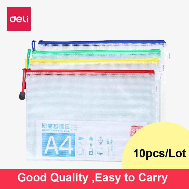 10pcs/lot Zipper File Bags A4/A5/A6 Clear Pocket Folders Mesh Water
