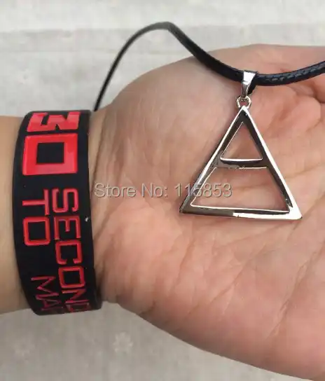 Set 30 Seconds To Mars Triad Triangle Necklace And Silicone Wristband Bracelet Free Shipping Seconds To Mars Triangle Necklace30 Second To Mars Aliexpress