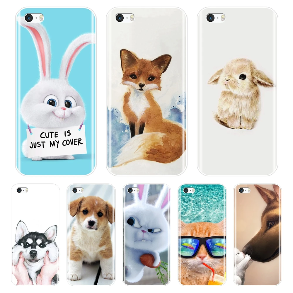 

Case For iPhone 4 4S 5 5C 5S SE Case Silicone Cute Animal Back Cover For Apple iPhone 4 5 S Phone Case