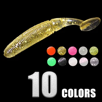 

10pcs/lot Double section Tail soft bait 75mm 3g Swim Bait soft plastic worm bait Soft Lures Artificial Lures