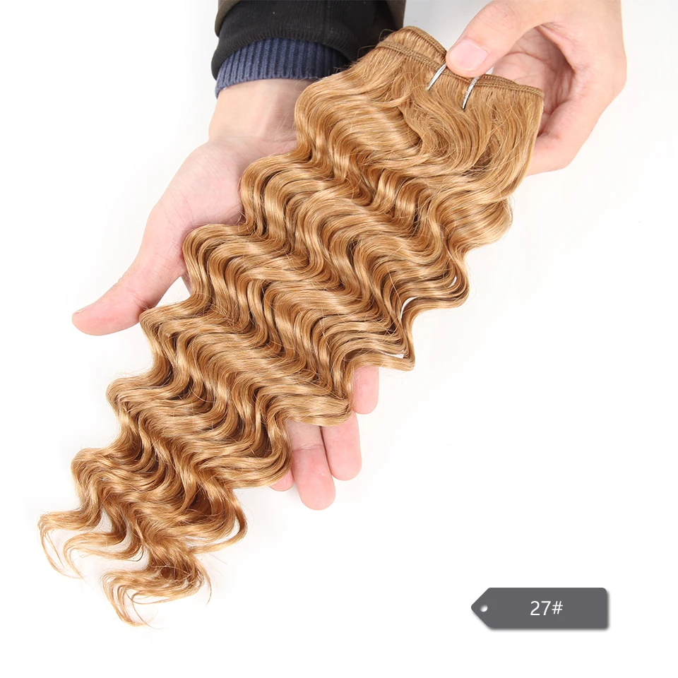 Sleek Nature Deep Wave 1 Piece Only Brazilian Deep Wave Bundles Human Hair Weave Deal #4 27 30 99J Burgundy Remy Hair Extension