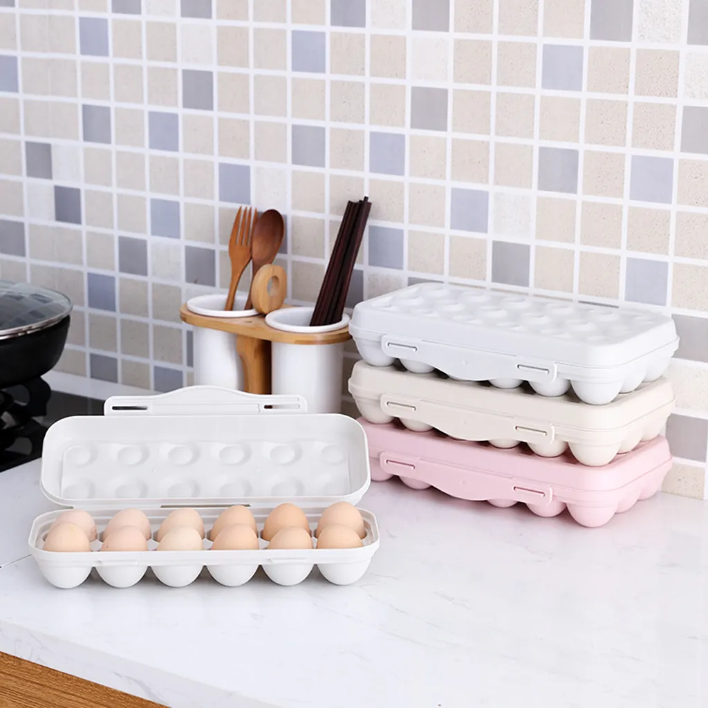 

Fridge Egg Storage Box 12-grid Plastic Egg Tray Holder Organizer Box Container Egg Dispenser For Refrigerator Capacity K15