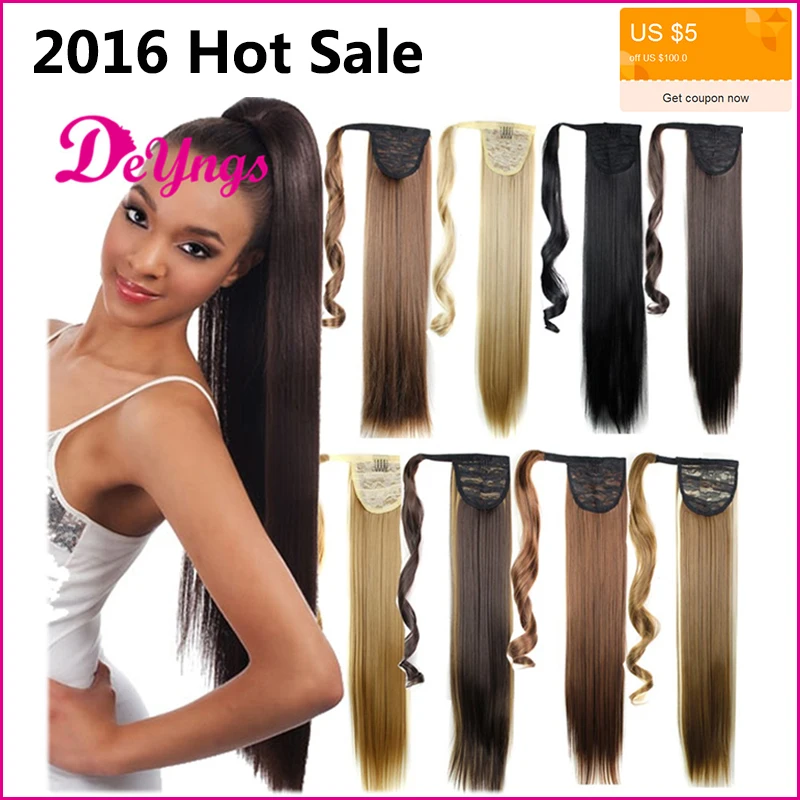 Hot Sale Tail Hair Ponytail Extensions Synthetic Drawstring Ponytails Hairpiece On Natural Hair Tail Fake Claw Clip Straight