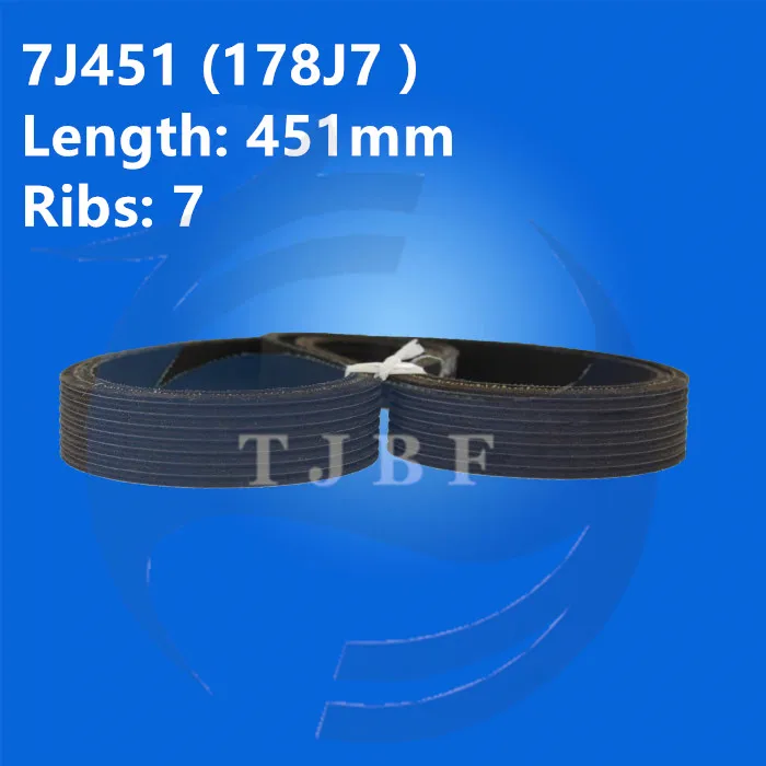 

High Quality Ribbed belt 2pcs/lot 7PJ451 7J451 7J178 v belt ribbed belt Rubber belt Length 451mm Ribs number 7