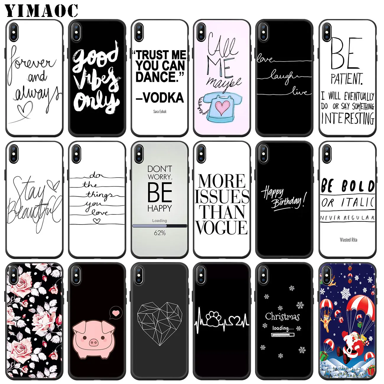 

YIMAOC Proverb Phrase Motto Happe Valentines Day Soft Silicone Case for iPhone 11 Pro XS Max XR X 6 6S 7 8 Plus 5 5S SE 10 Cover