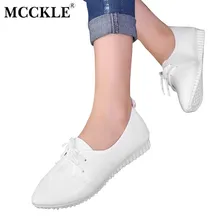 MCCKLE Women’s High Quality Fashion Pointed Toe Lace Up Low Heels Female Casual Autumn White Black Soft Bottom Wedge Shoes