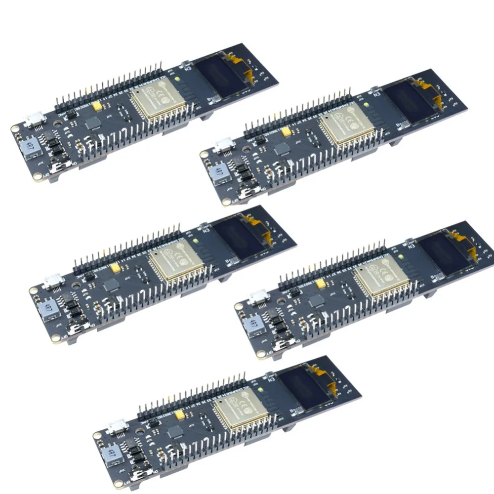 

5Pcs 0.96 inch OLED Display 18650 Lithium Battery WiFi Bluetooth Shield ESP32 ESP-32 ESP8266 CP2102 Module Development Board