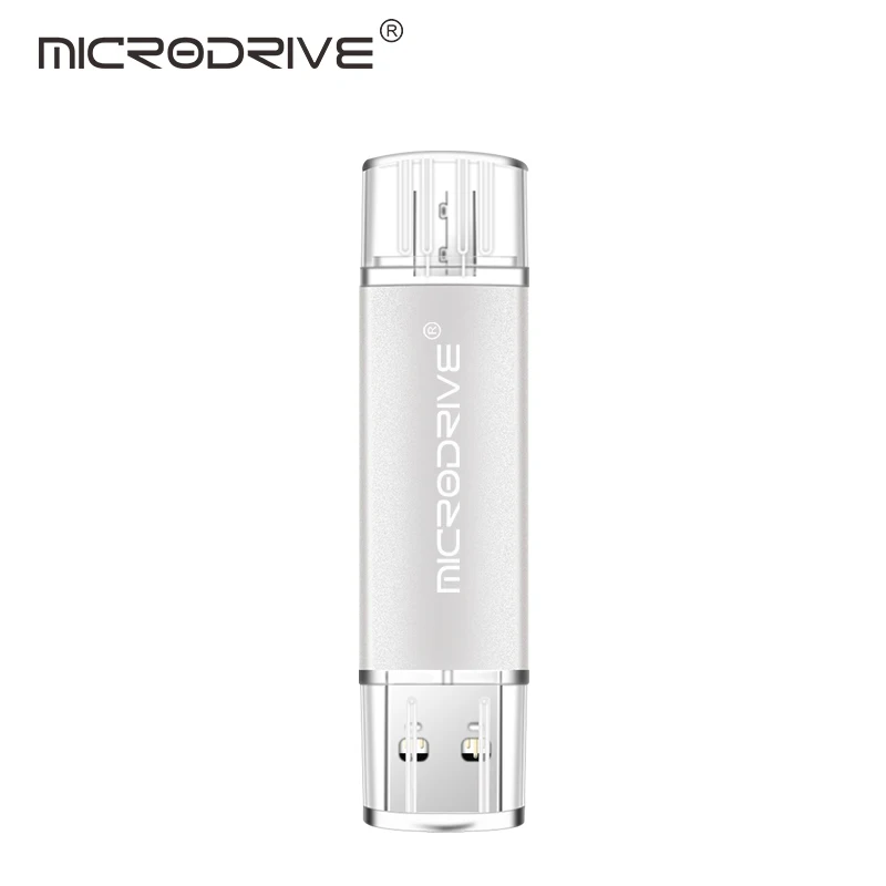 Флеш-накопитель MicroDrive OTG, 4 ГБ, 8 ГБ, 16 ГБ, usb карта памяти, флеш-накопитель, металлическая флешка, 32 ГБ, 64 ГБ, usb флеш-накопитель для телефона, логотип на заказ - Цвет: Серебристый