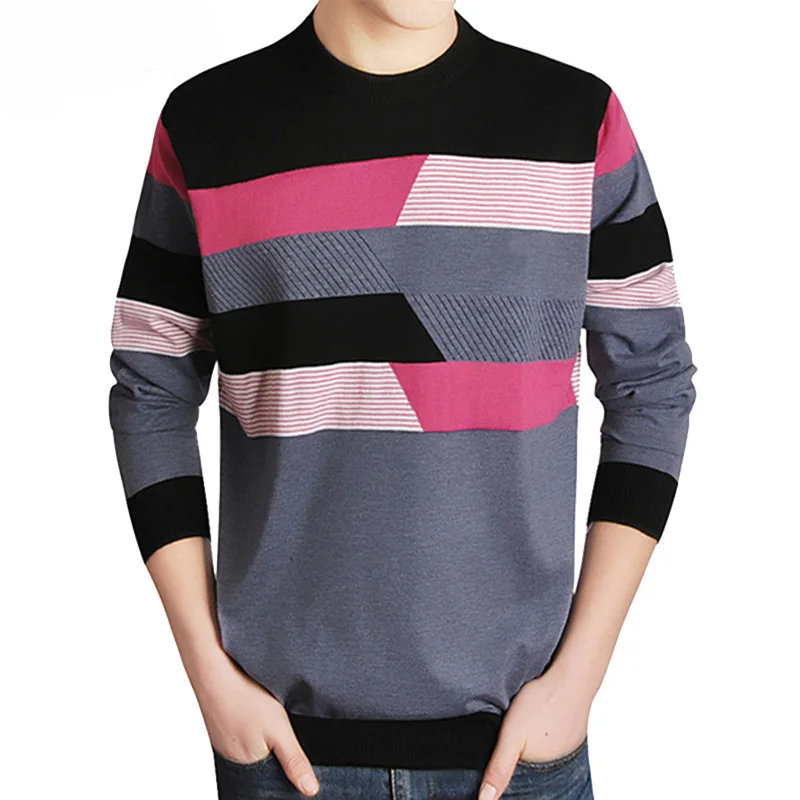 

Drop shipping Sweater Men Casual Brand O-Neck Clothing Cashmere Wool Pullover Men Long Sleeve discount patchwork top coat