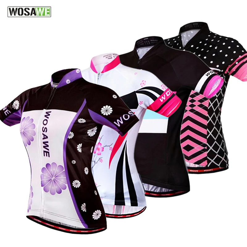 

WOSAWE Cycling Jersey Summer Female Short Sleeve Bicycle Jersey Quick-Dry Breathable Sportswear Maillot Ciclismo MTB Bike Jersey