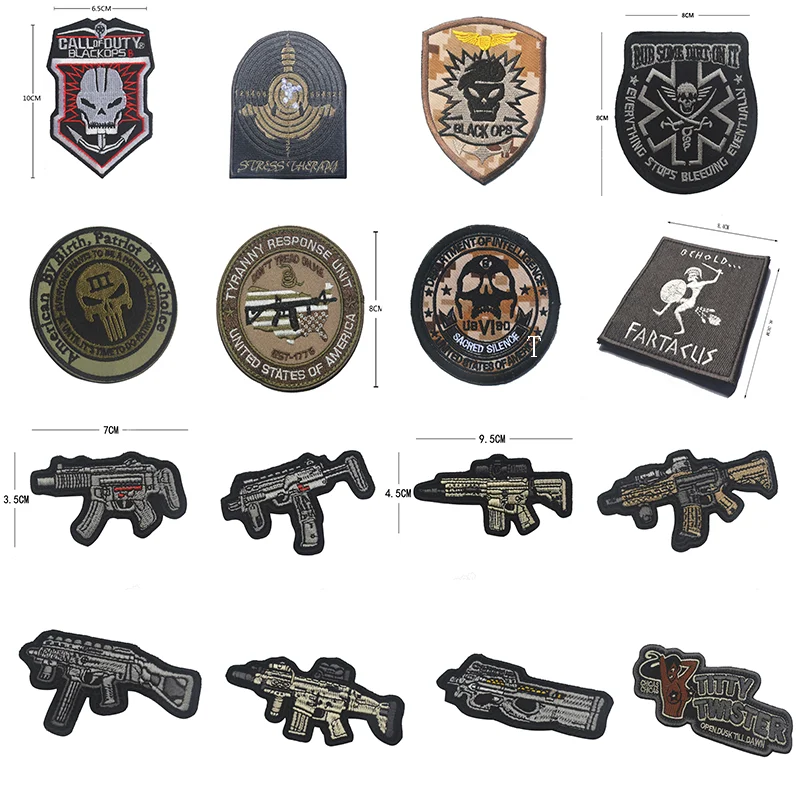 

High Quality 100% Embroidered Armband Tactical Patches Medal Black Squirrel Action Army Fan Sticker Badge Badges Epaulette Patch
