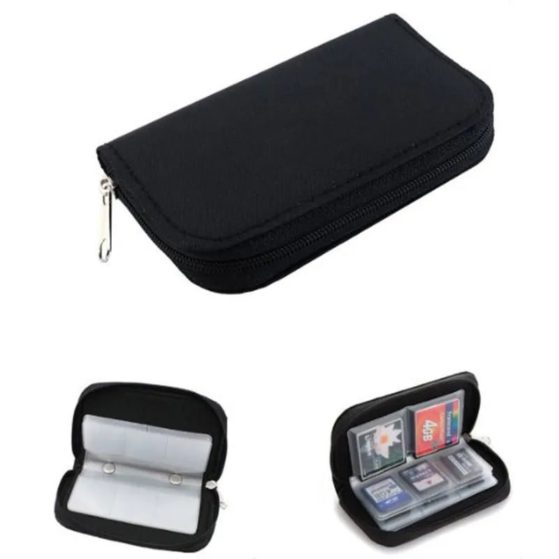 

New 22 Slots Keys Coins Memory Card SD Card Storage Carrying Pouch Holder Wallet Case Bag Black Portable Money Purse