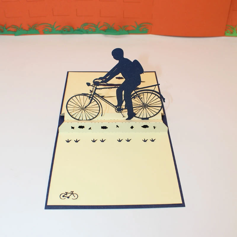 3D Handmade Riding Bike Boy Paper Invitation Greeting Cards PostCard Show Love Valentine's Day Boyf - 32916539008