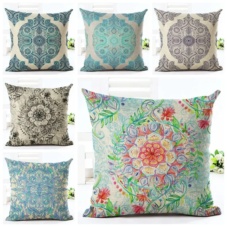 

2017 scandinavian decor cushion cover vintage floral print sofa chair pillowcase ethnic home office salon decoration almofada