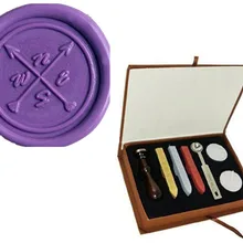 Винтаж Компасы крест стрелка свадебные приглашения индивидуальный логотип Воск уплотнительное штамп Щупы для мангала ложка подарочная коробка комплект