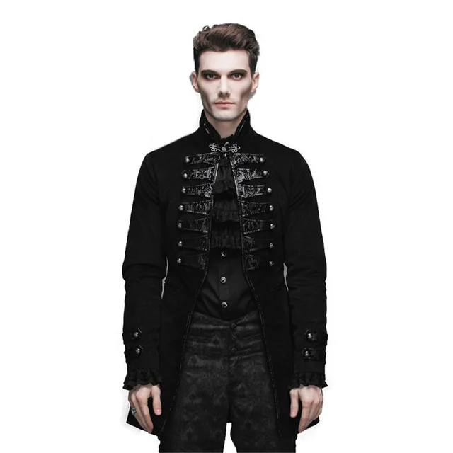 Devil Fashion Gothic Vintage giacche vittoriane da uomo Steampunk nero  floccaggio modello singolo bottone cappotti capispalla Casual|fashion  jacket|jacket fashionmen outerwear - AliExpress