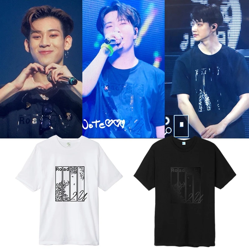 Модная мужская Футболка Kpop GOT7 Road 2 U Day Tour концерт футболка с коротким рукавом для