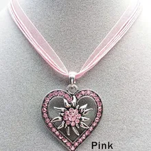 Модное ожерелье с подвеской в виде сердца, серебряное ожерелье с цветком из кристаллов для женщин, веревочная цепочка с подвеской ожерелье Эдельвейс, колье, ювелирное изделие