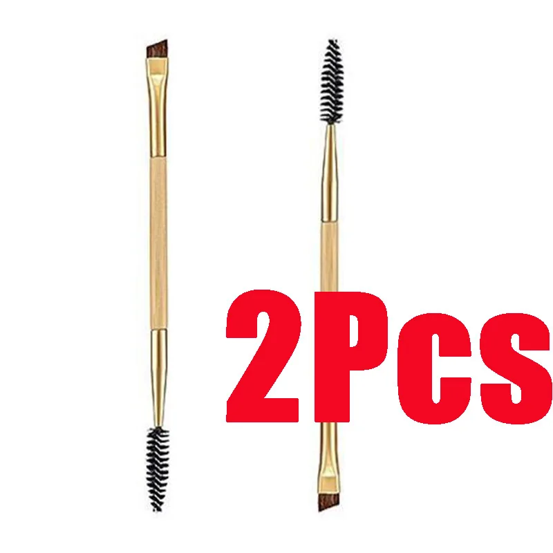 

2PCS Double Double Comb Brush+Eyebrow Handle Bamboo Makeup Brush Tool Beauty Makeup Eyebrow