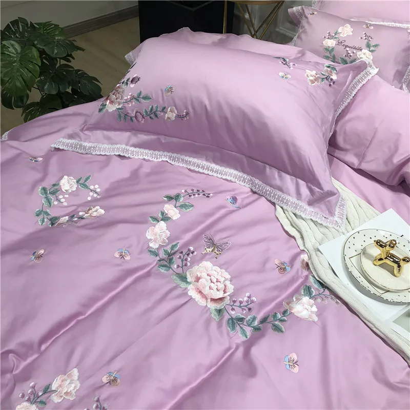 Little Daisy embroidery Bedding Sets girls Beddingset egyptian cotton Bed Linen Duvet Cover Bed Sheet Pillowcase/bed Sets 4/7pcs