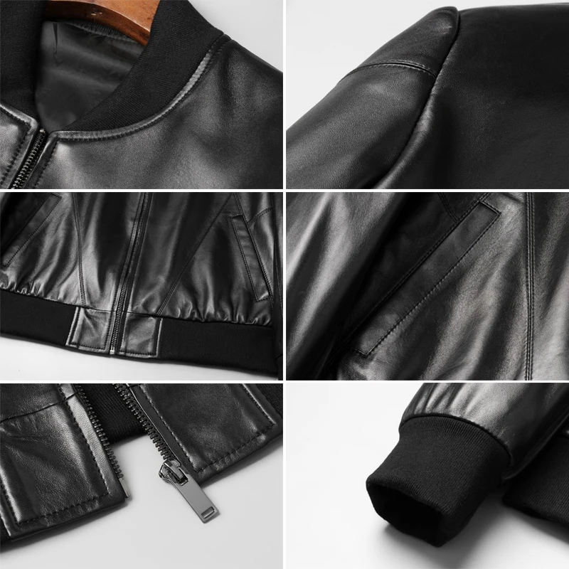 Новая стильная Осенняя кожаная куртка мужская куртка из овчины Роскошная брендовая черная кожаная мужская куртка из натуральной кожи